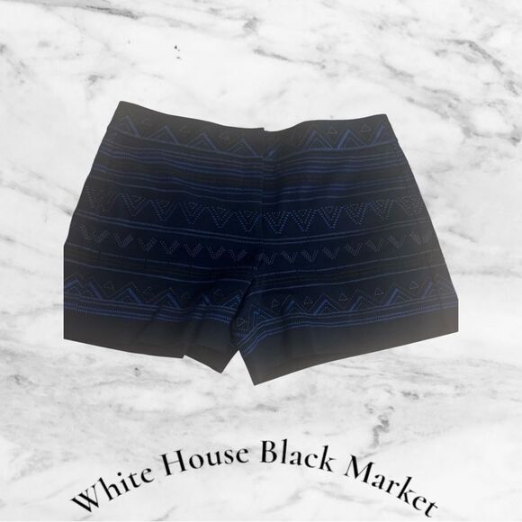 White House Black Market High Waist Navy Blue Embroidered Shorts - Picture 2 of 7